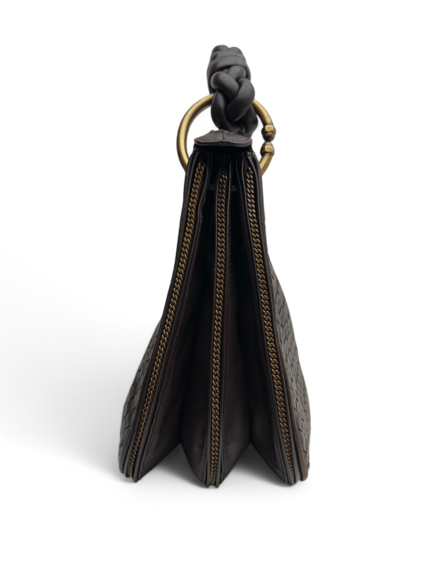 Bottega Veneta Cacao Intrecciato Triple Chain