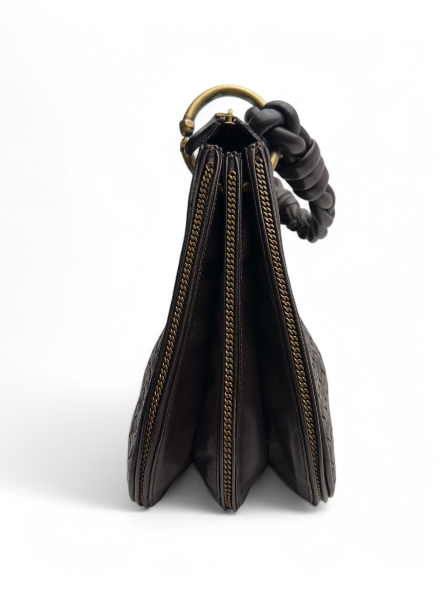 Bottega Veneta Cacao Intrecciato Triple Chain