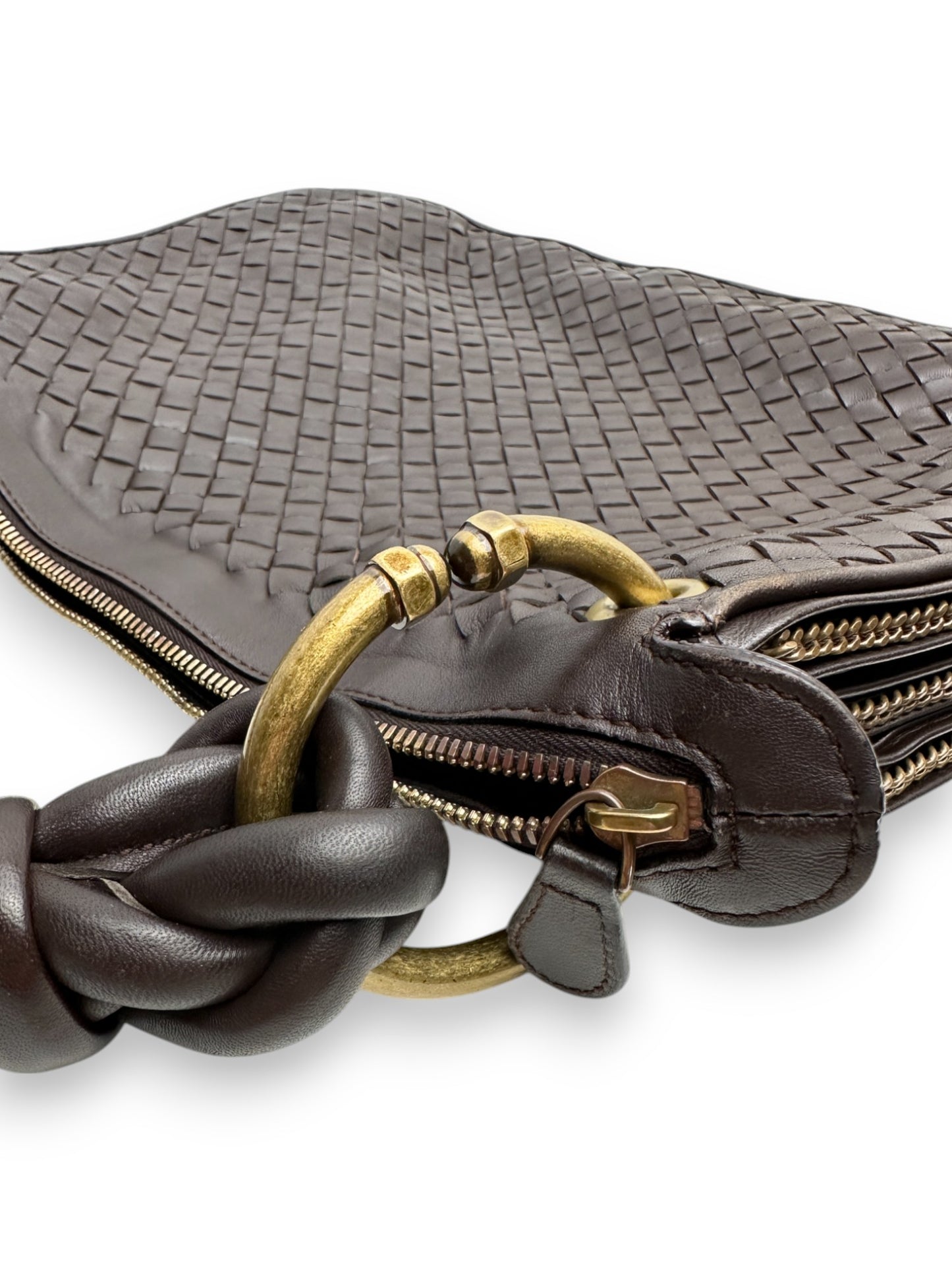 Bottega Veneta Cacao Intrecciato Triple Chain