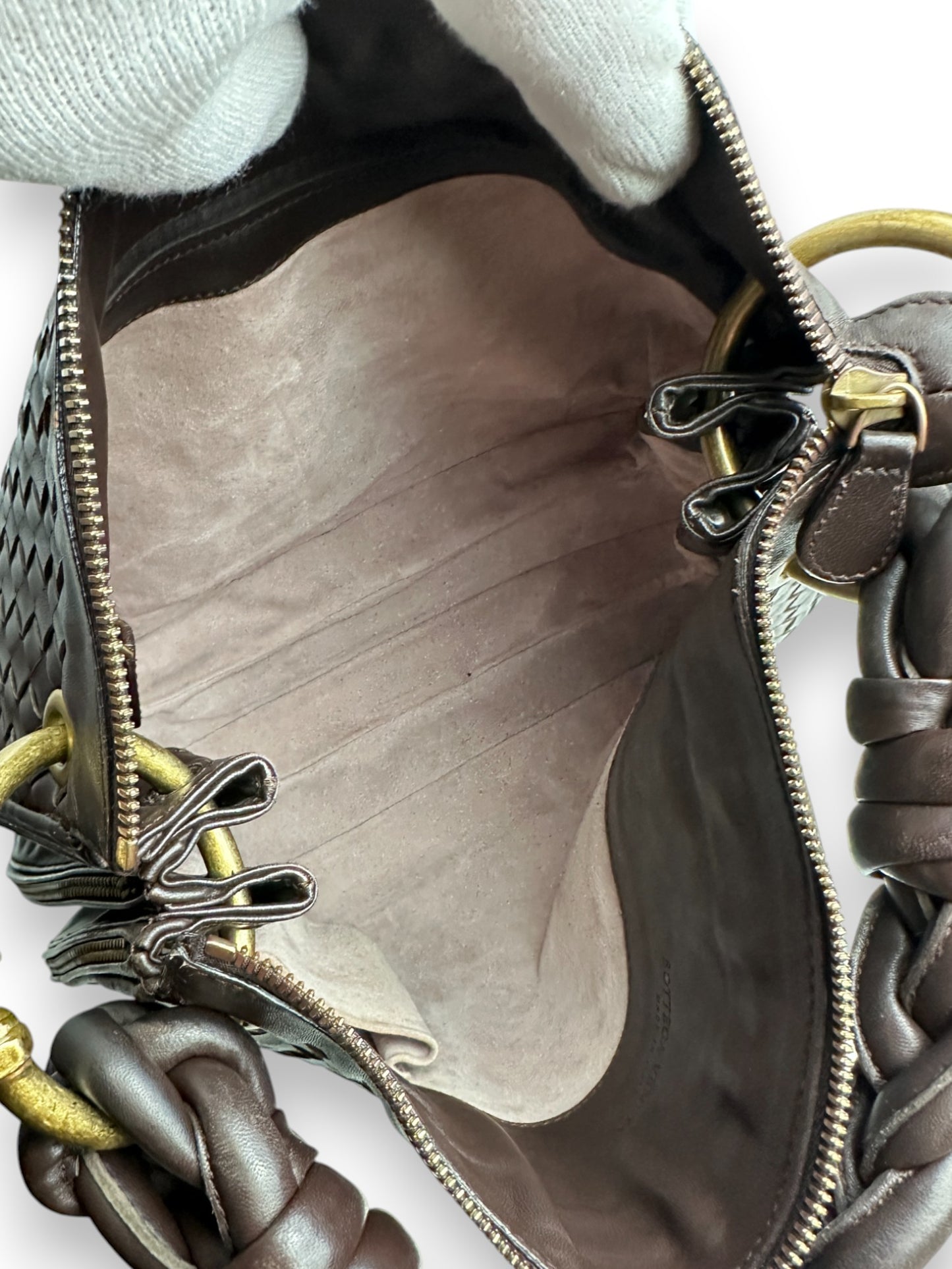 Bottega Veneta Cacao Intrecciato Triple Chain