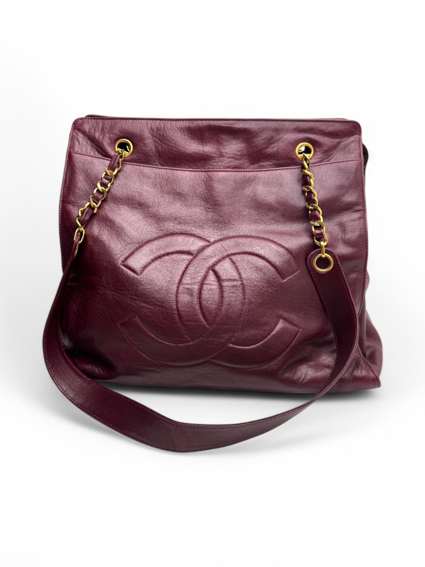 Chanel Lambskin Red Wine Tote
