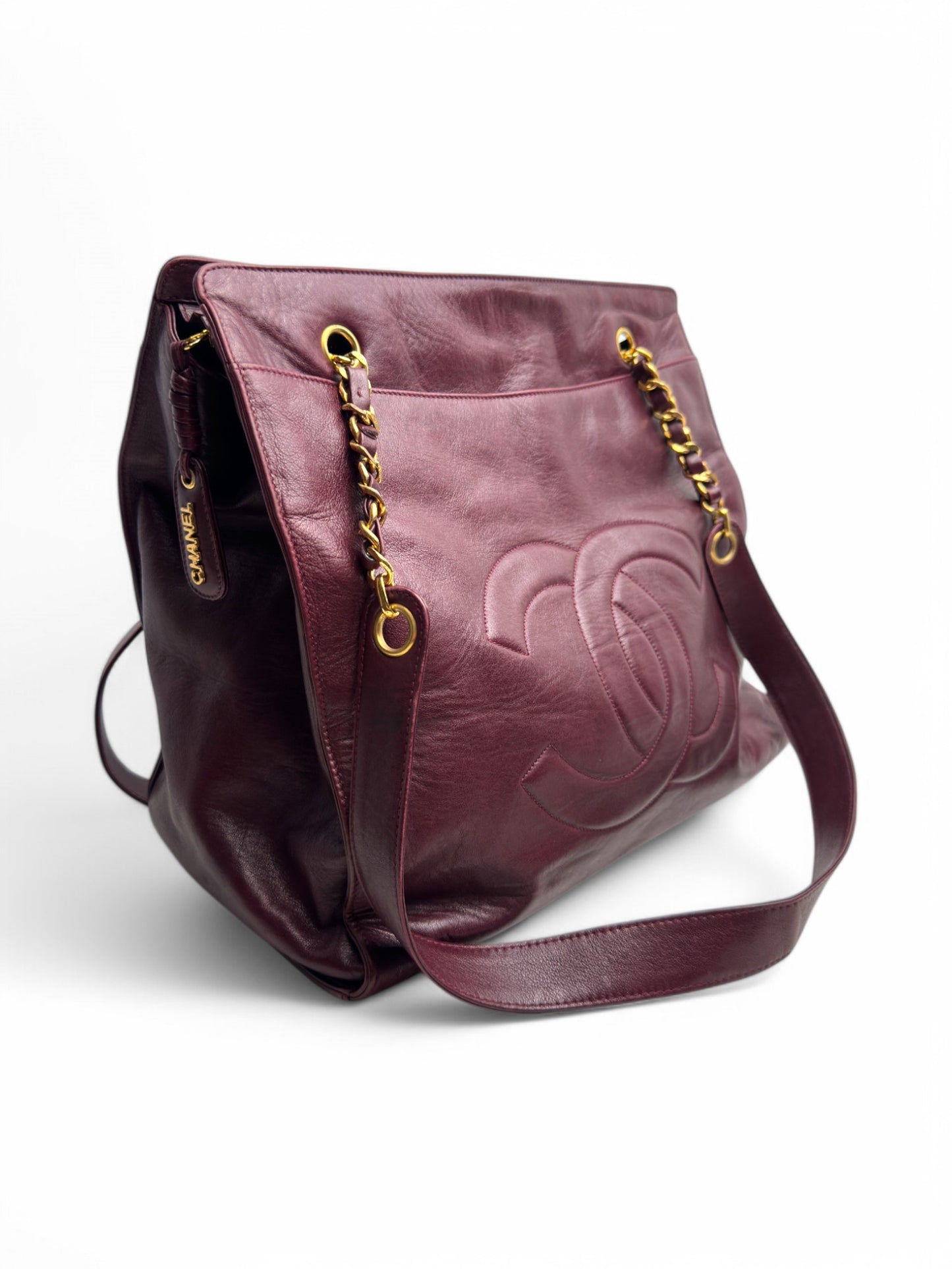 Chanel Lambskin Red Wine Tote