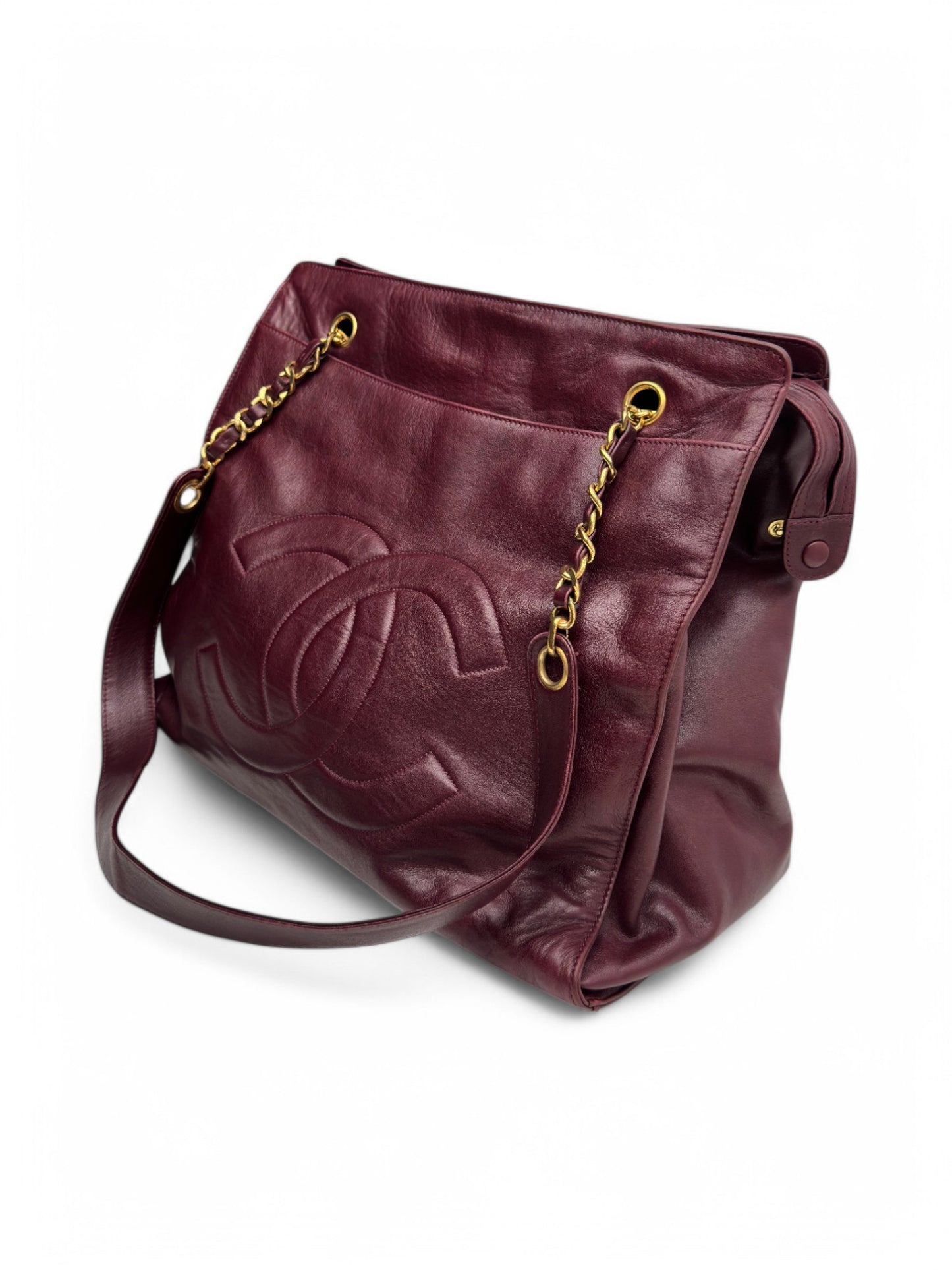 Chanel Lambskin Red Wine Tote