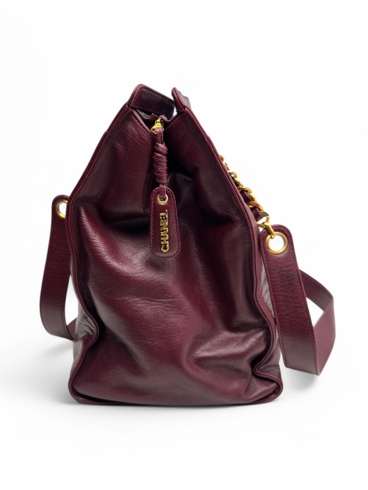 Chanel Lambskin Red Wine Tote