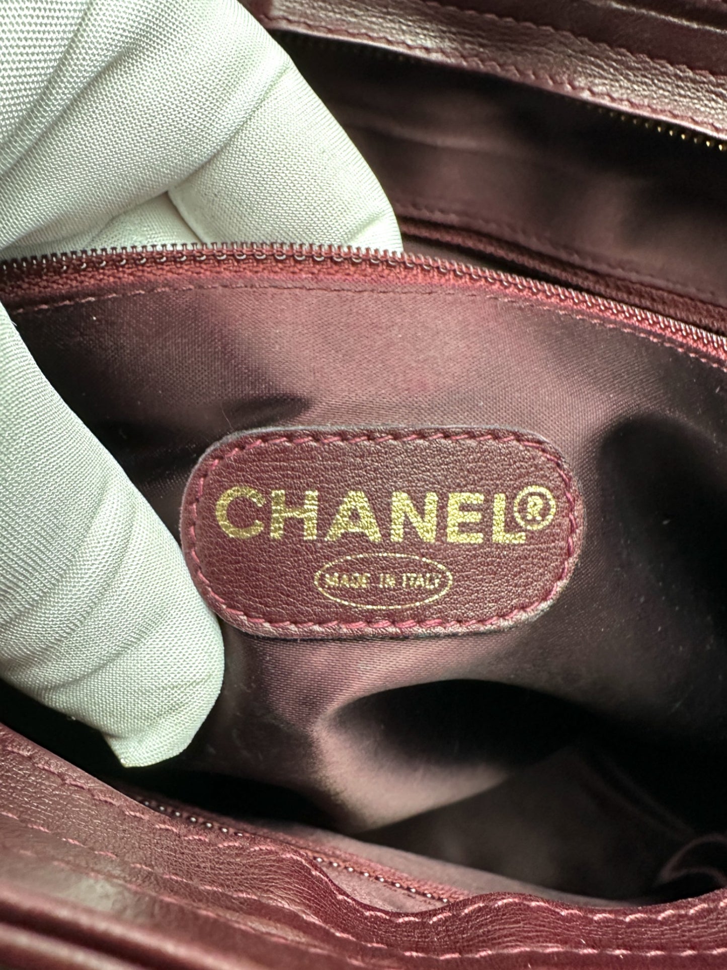 Chanel Lambskin Red Wine Tote