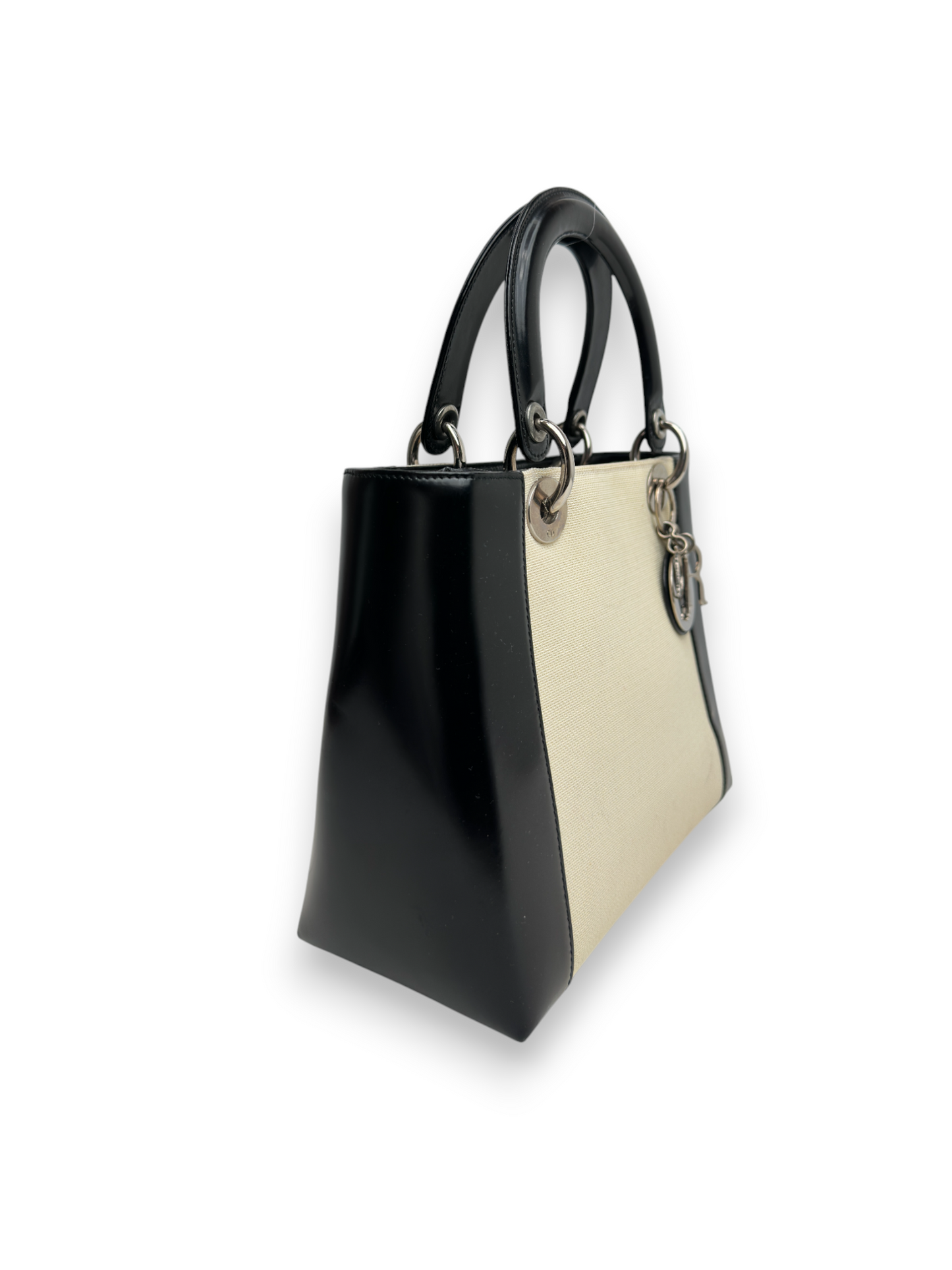 Lady Dior Two - Tone Canvas & Leather
