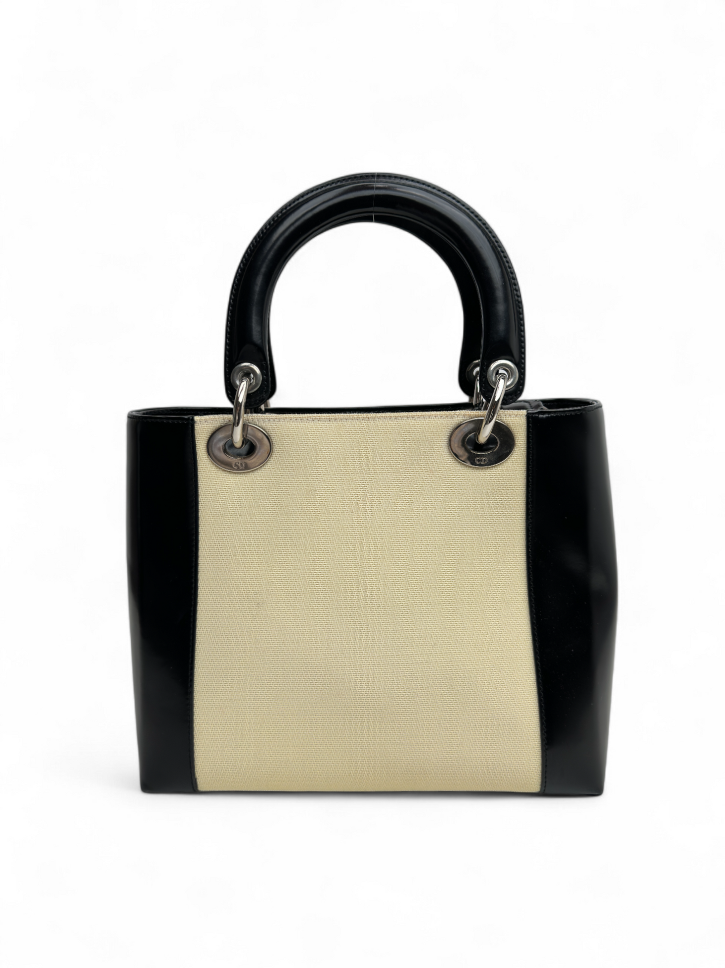 Lady Dior Two - Tone Canvas & Leather