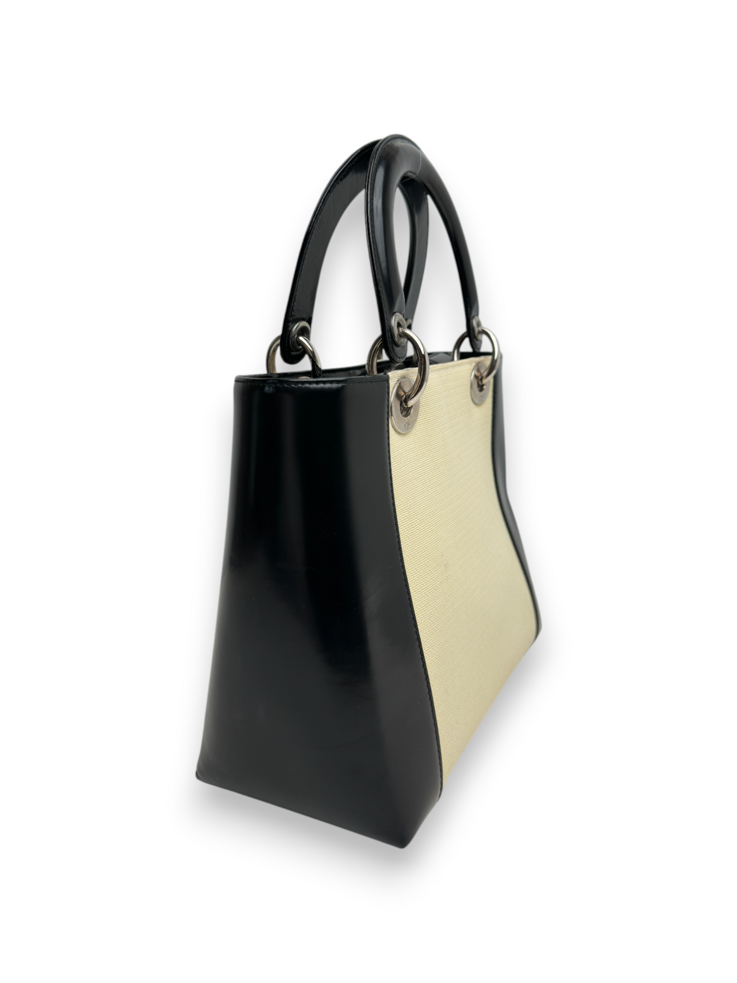Lady Dior Two - Tone Canvas & Leather
