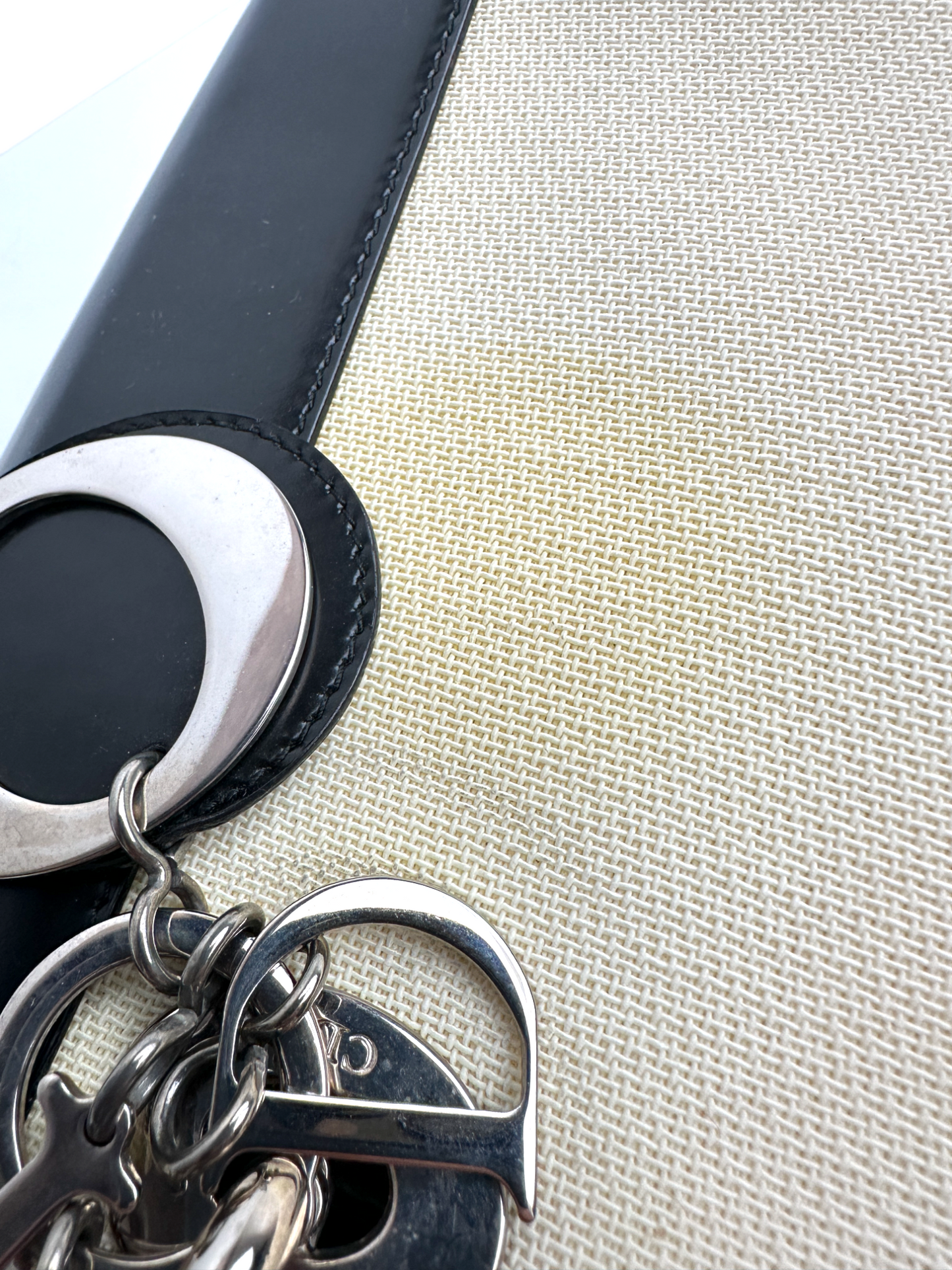 Lady Dior Two - Tone Canvas & Leather