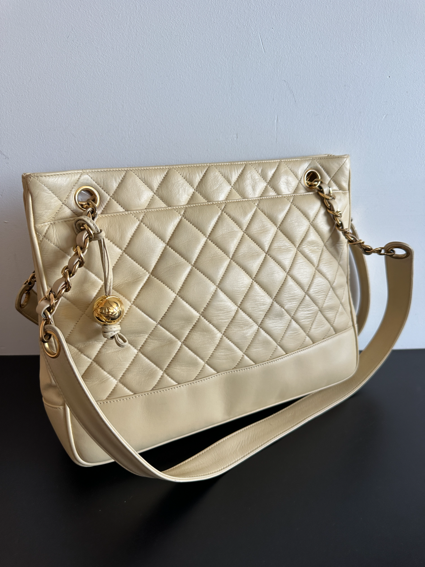 Chanel Beige Quilted Lambskin