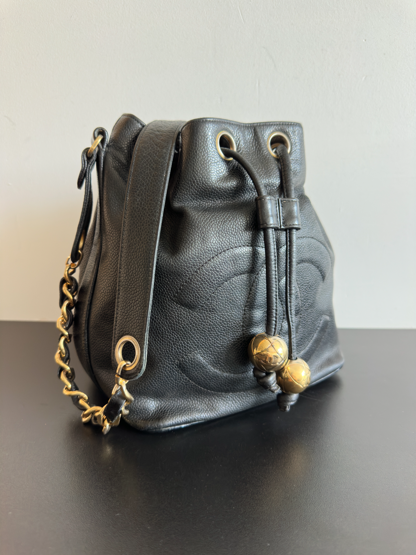 Chanel Black Caviar Bucket Bag