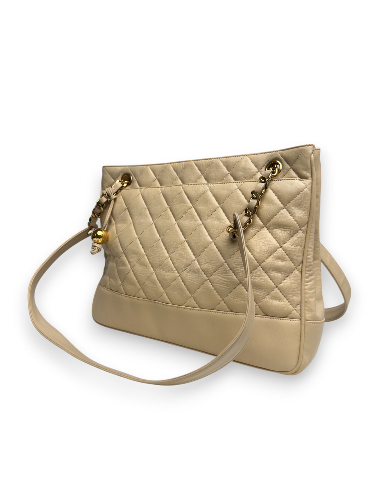 Chanel Beige Quilted Lambskin