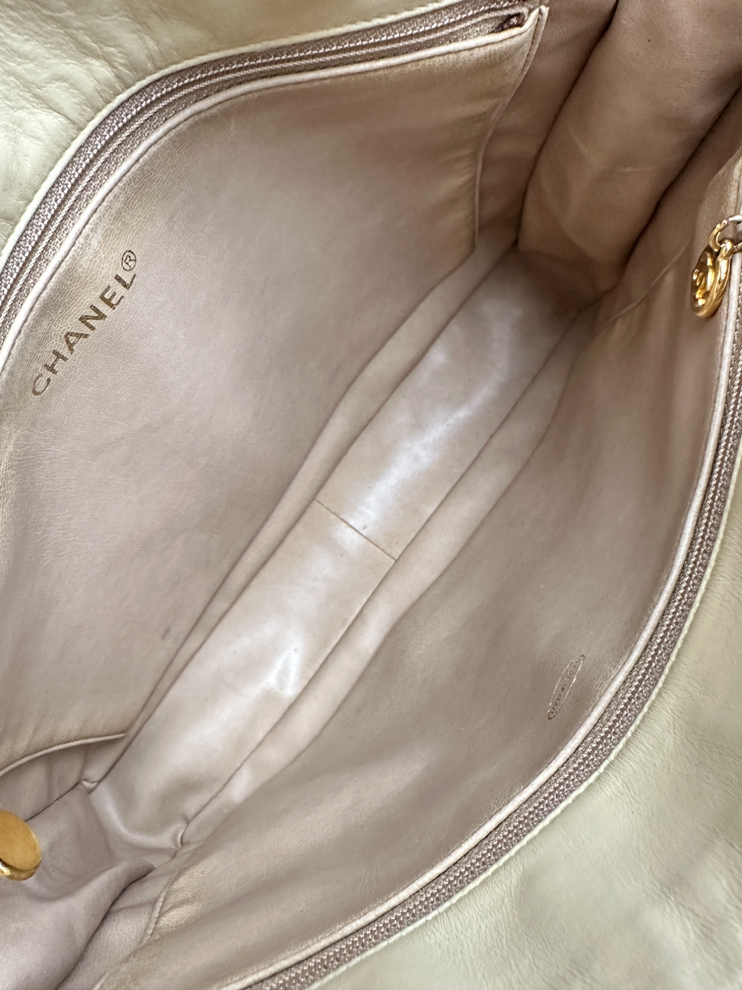 Chanel Beige Quilted Lambskin