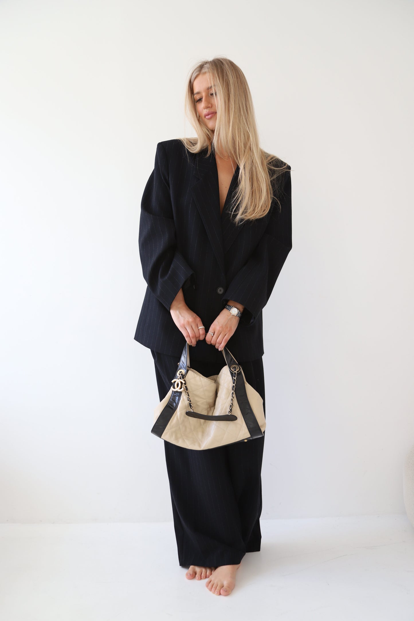 Chanel Ivory and Black Shoulder Bag