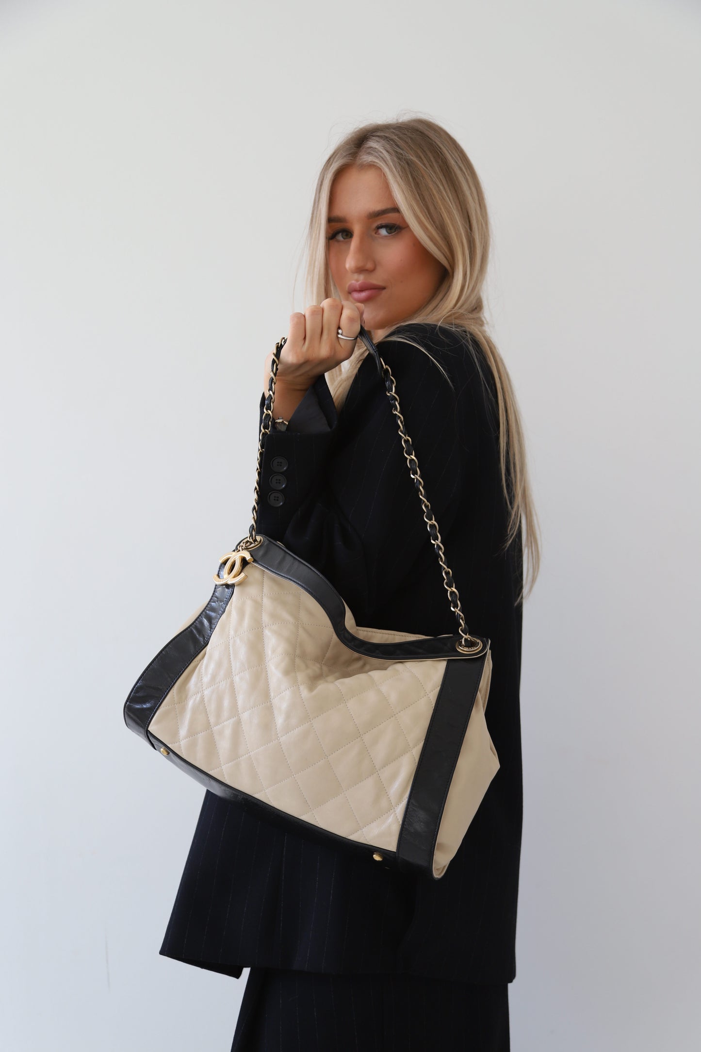 Chanel Ivory and Black Shoulder Bag
