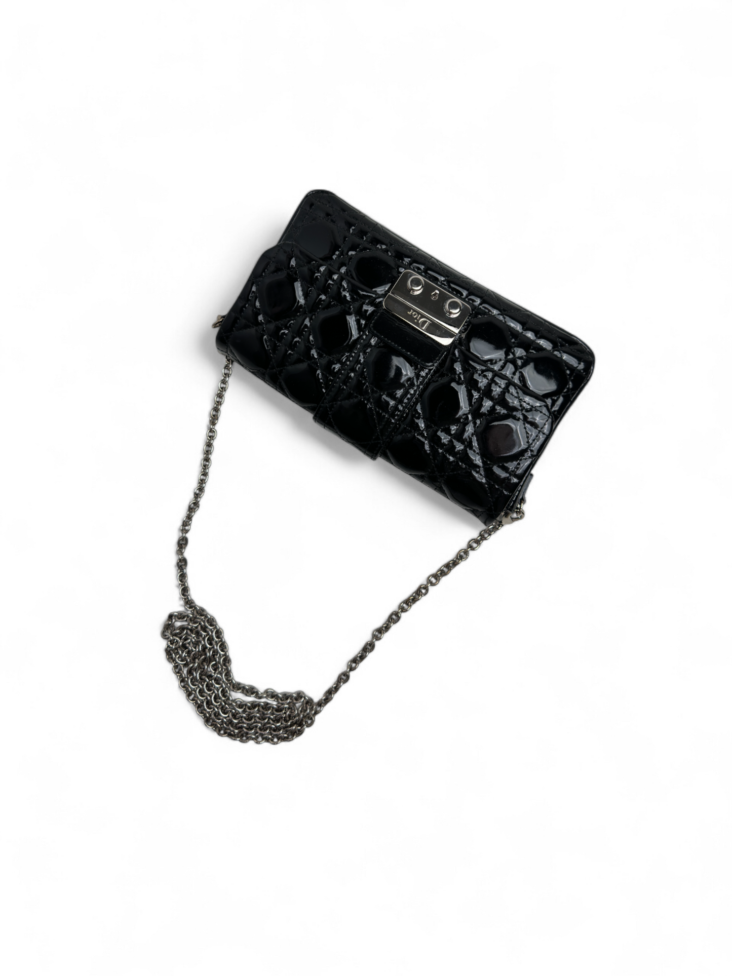 Dior black cannage patent leather