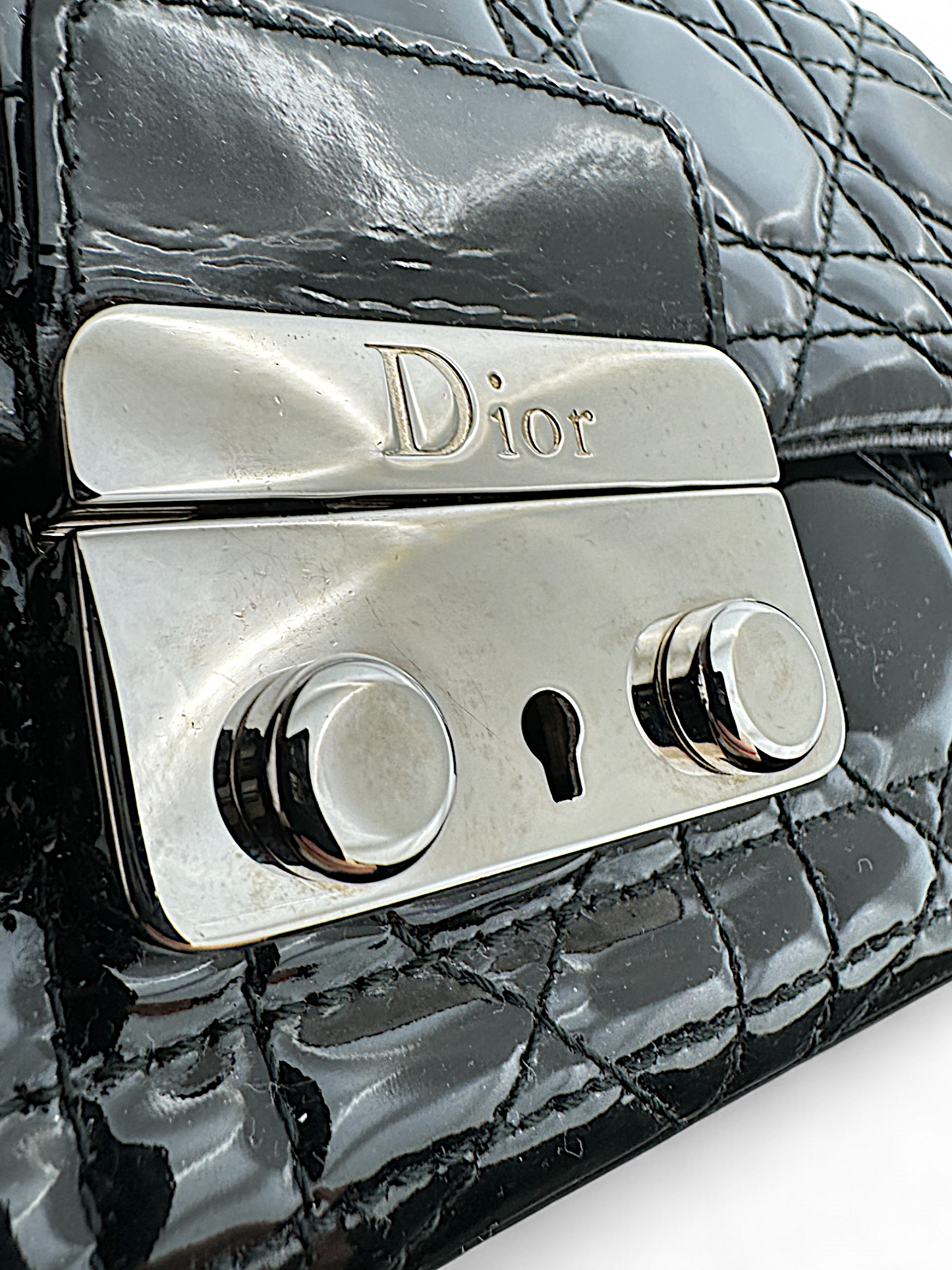 Dior black cannage patent leather