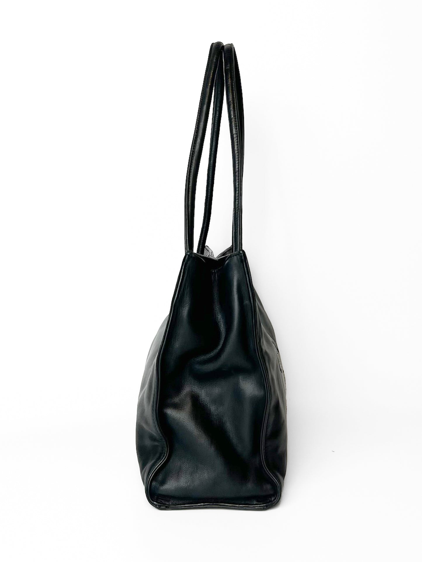 Black Chanel CC Lambskin Leather Tote