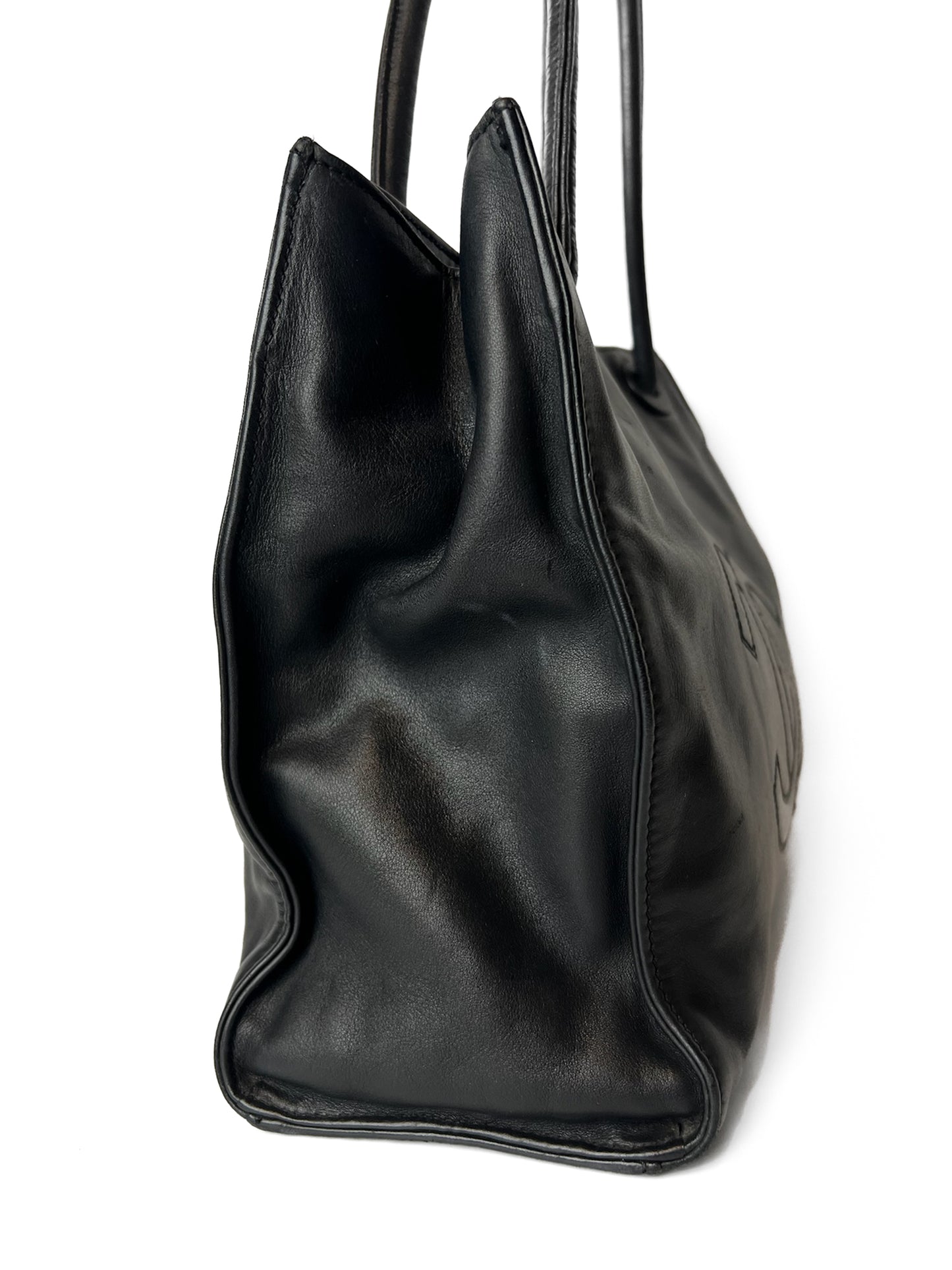 Black Chanel CC Lambskin Leather Tote