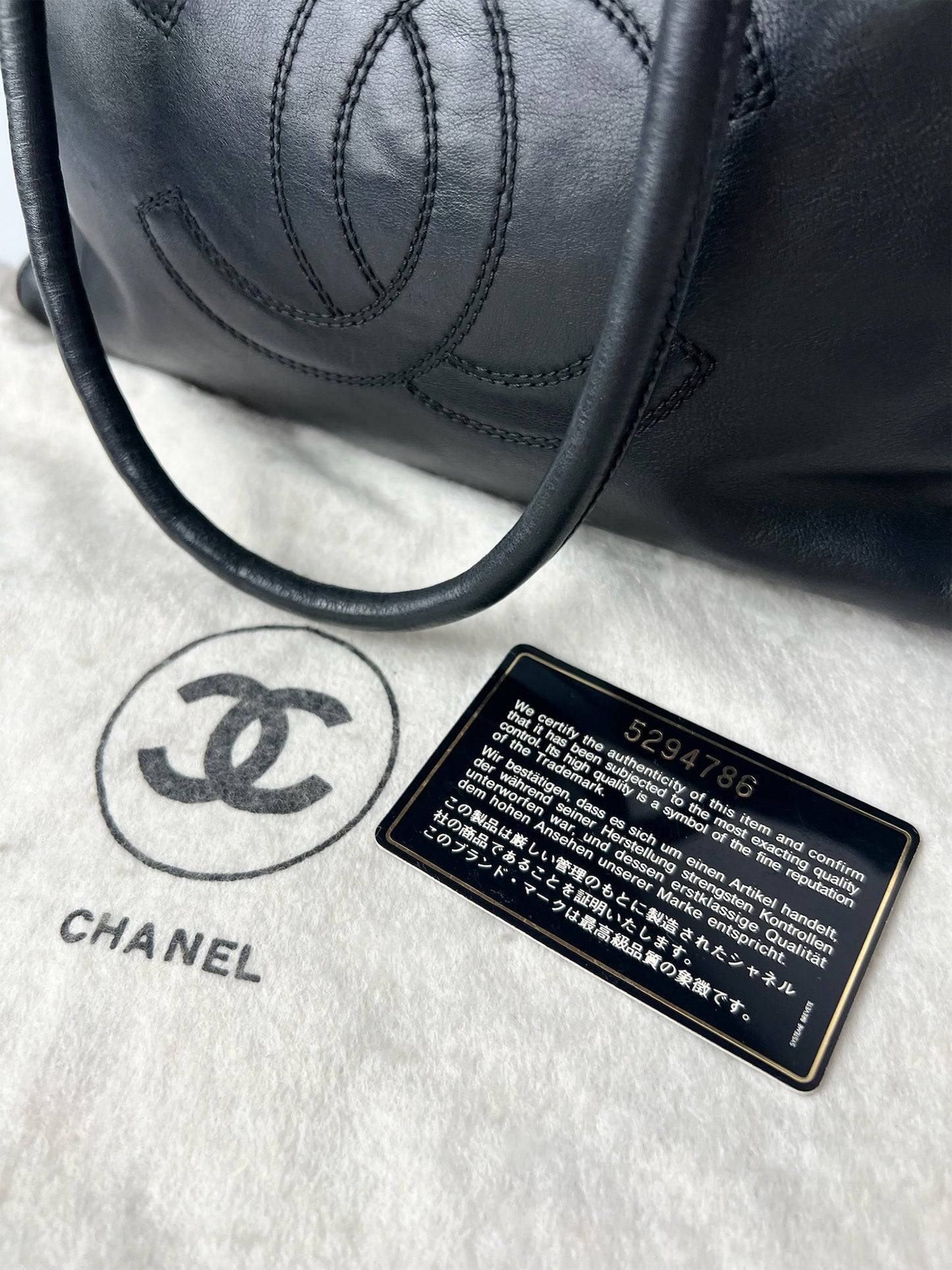 Black Chanel CC Lambskin Leather Tote