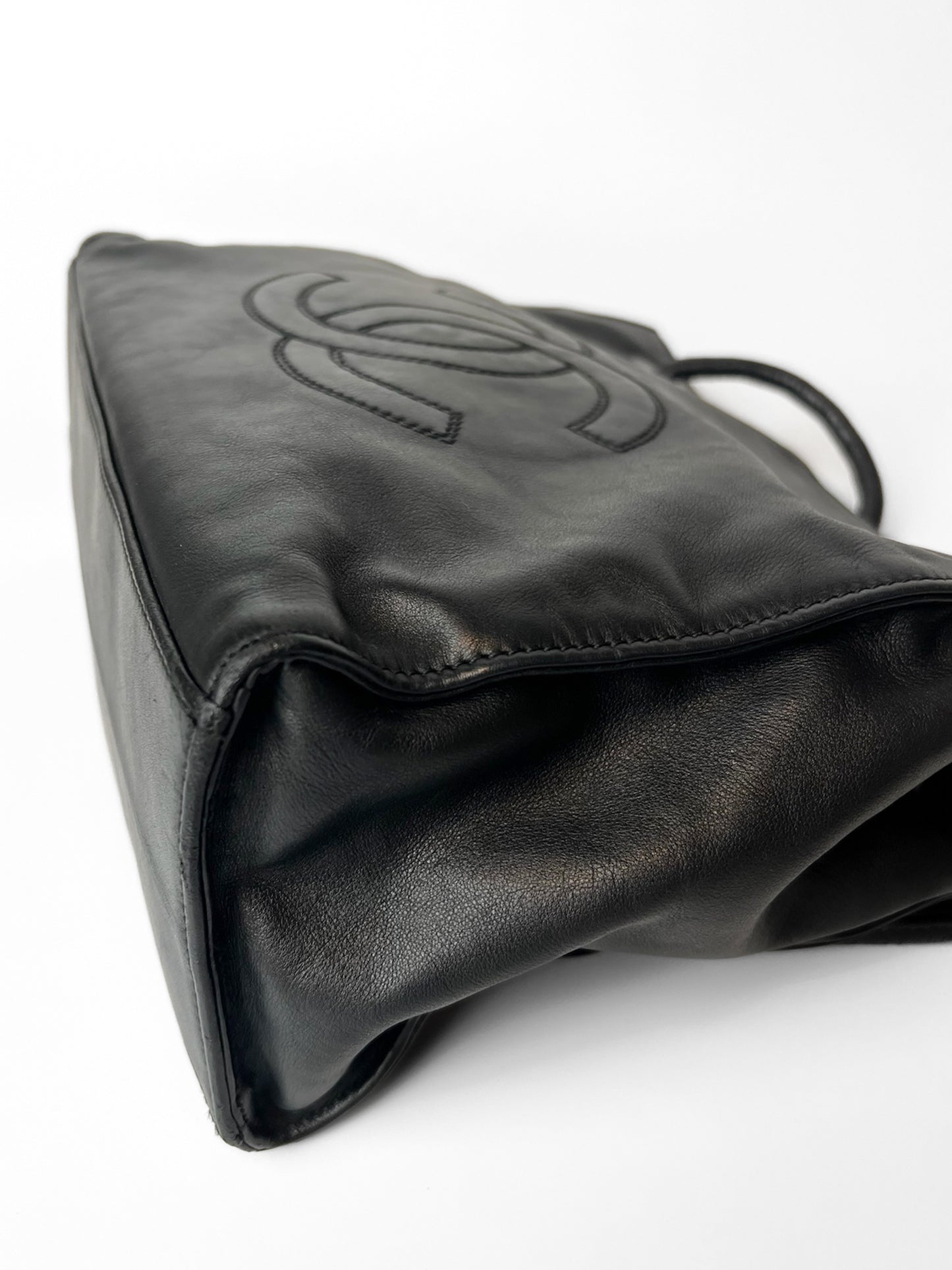 Black Chanel CC Lambskin Leather Tote