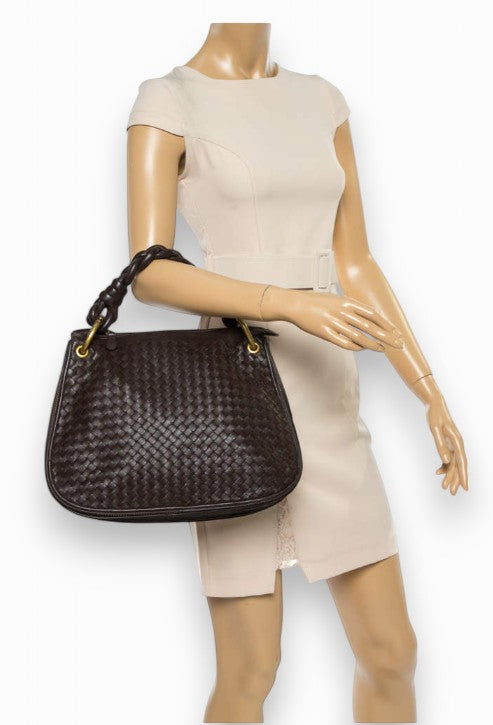 Bottega Veneta Cacao Intrecciato Triple Chain