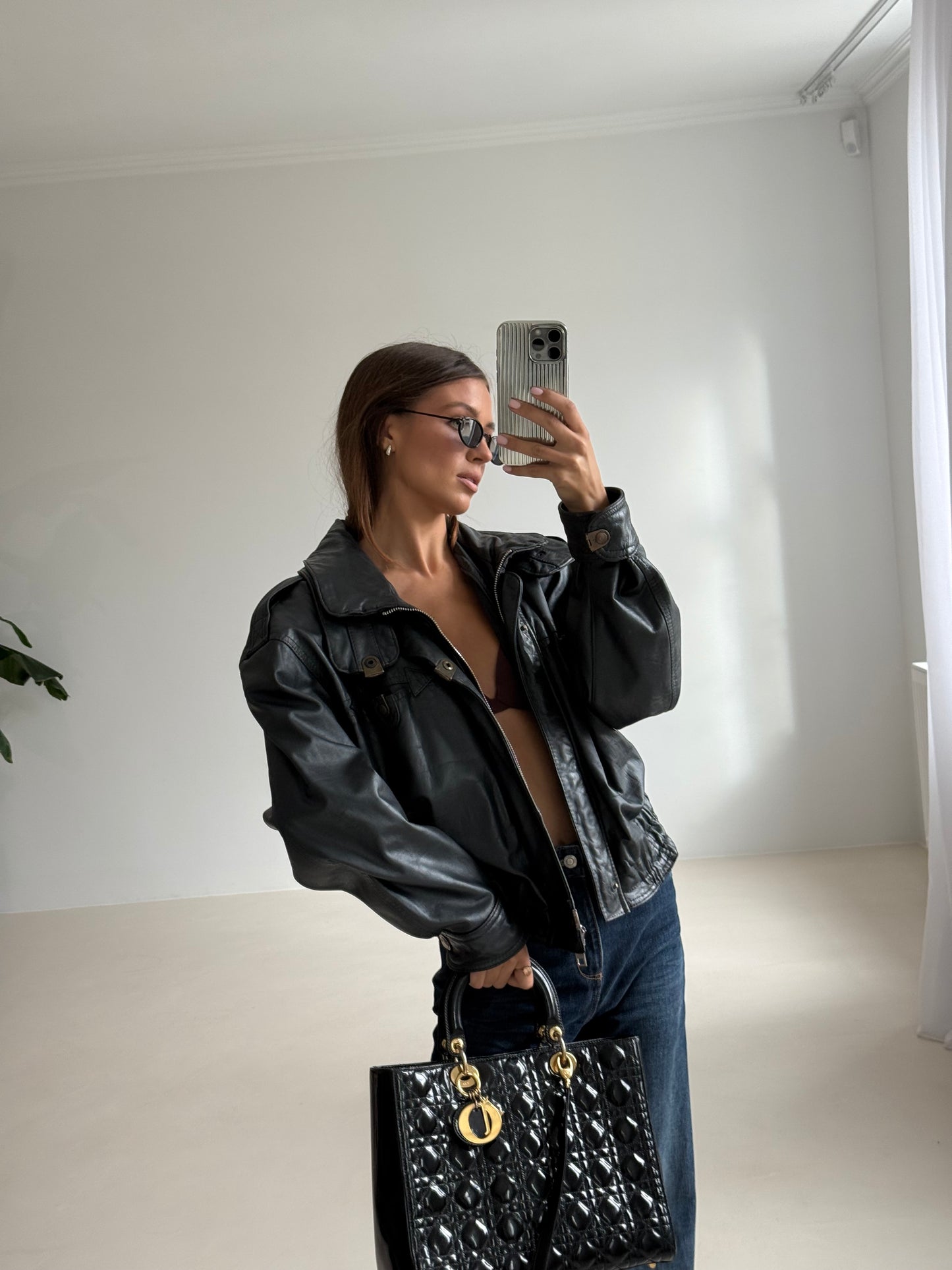 Lady Dior Große Lackhaut