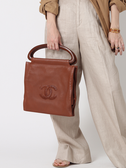 Chanel Wooden Handle Calfskin