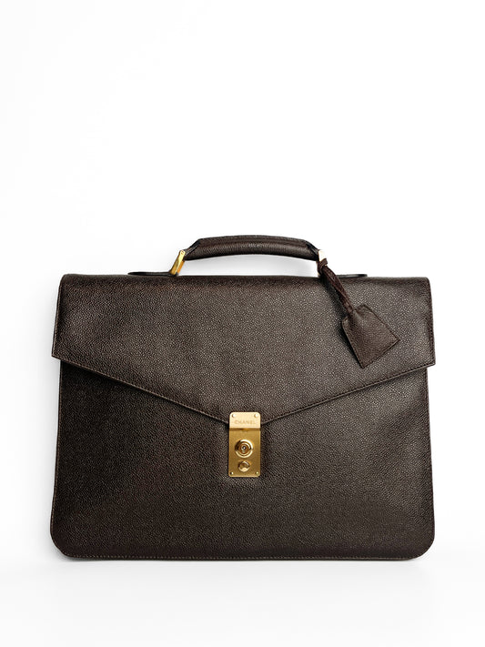 Chanel Brown Leather Briefcase
