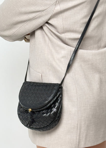 Bottega Veneta Black Crossbody Intrecciato