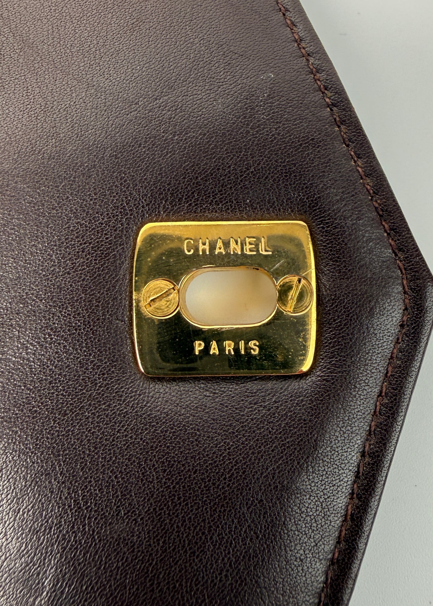 Chanel Lambskin Shoulder Bag Brown