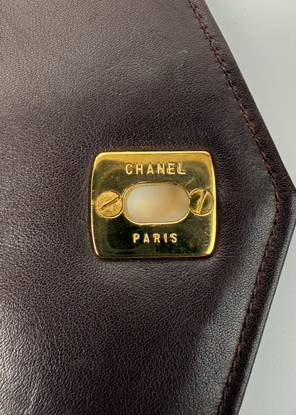 Chanel Lambskin Shoulder Bag Brown