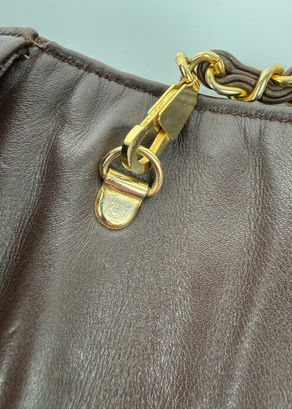 Chanel Lambskin Shoulder Bag Brown