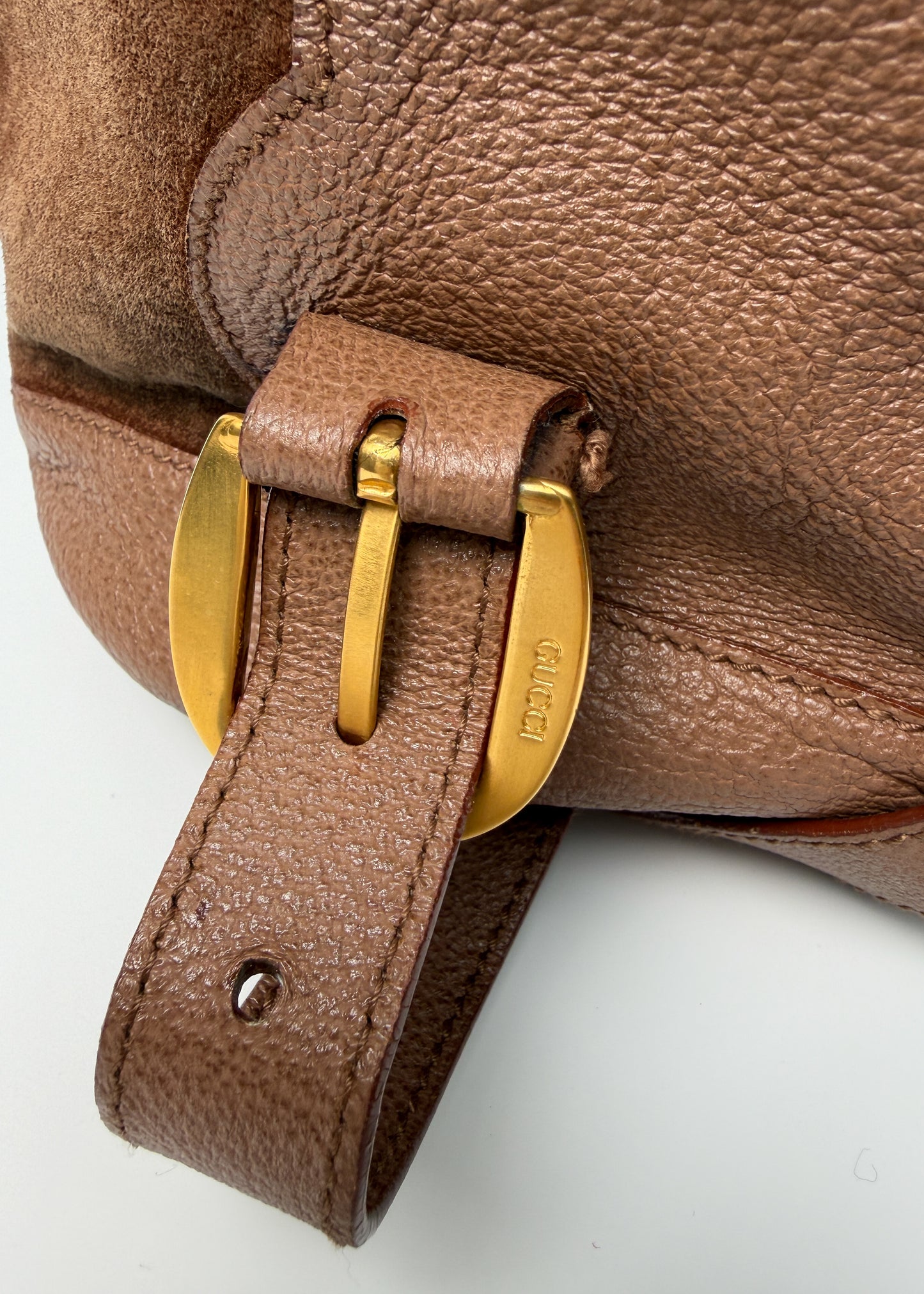 Gucci Suede Bamboo Backpack