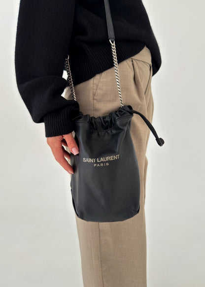 Saint Laurent Lambskin Teddy Drawstring Bag