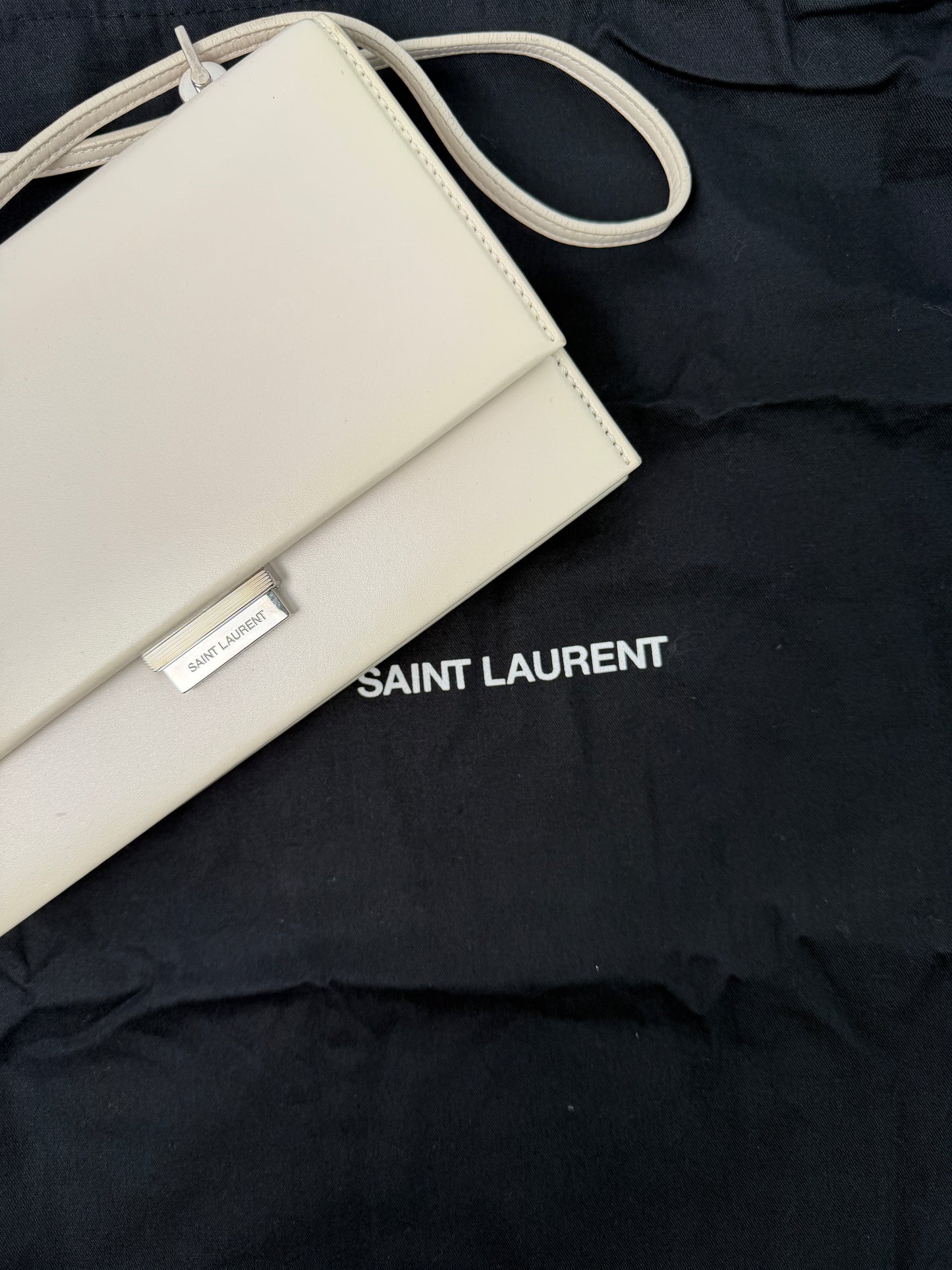 YSL Babylone White Leather Crossbody