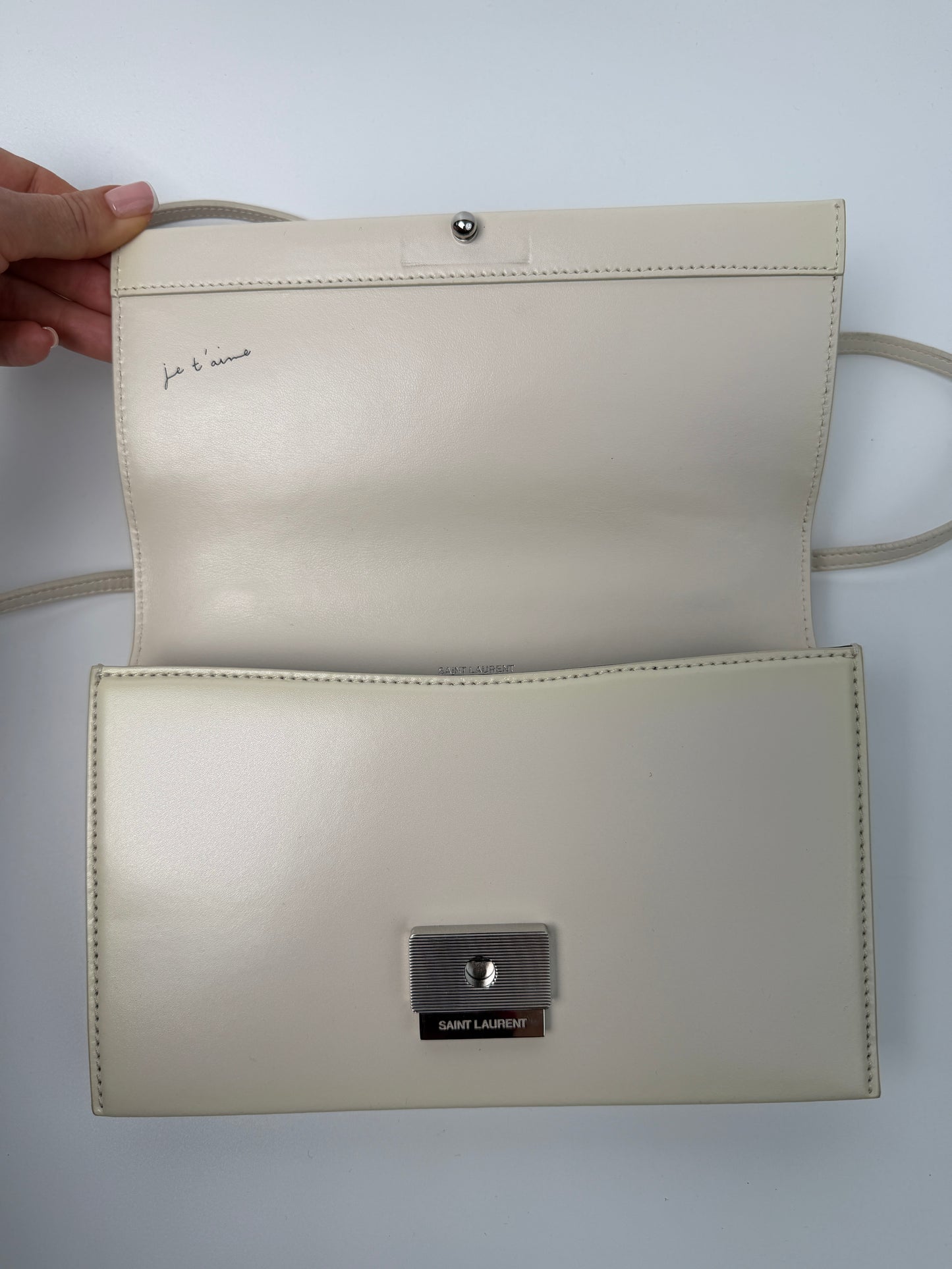 YSL Babylone White Leather Crossbody
