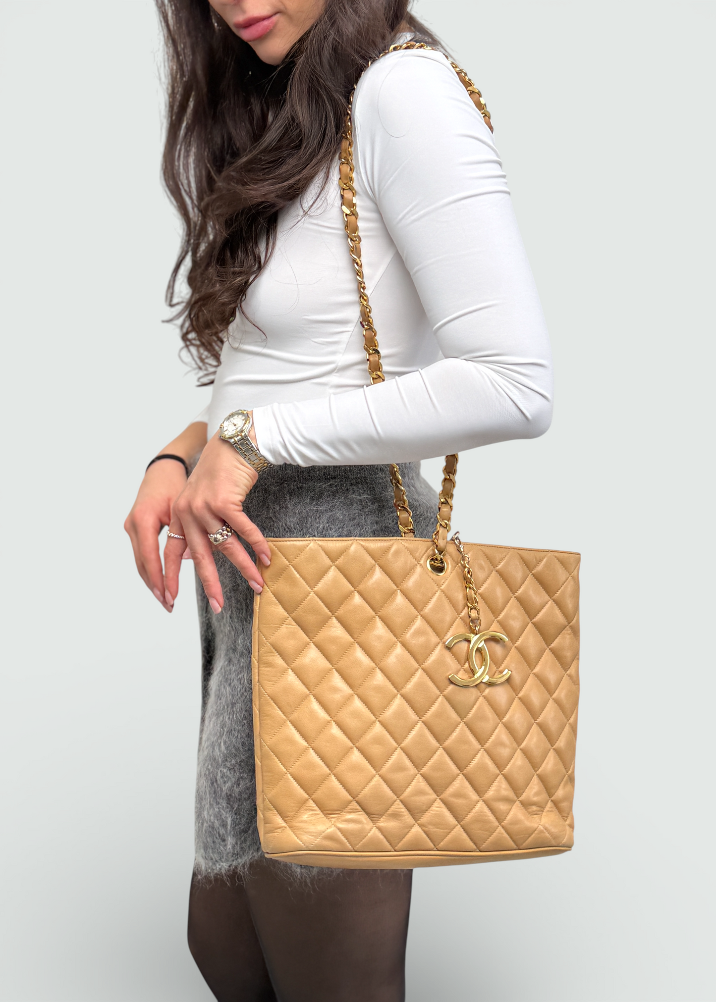 Chanel CC Single Chain Beige