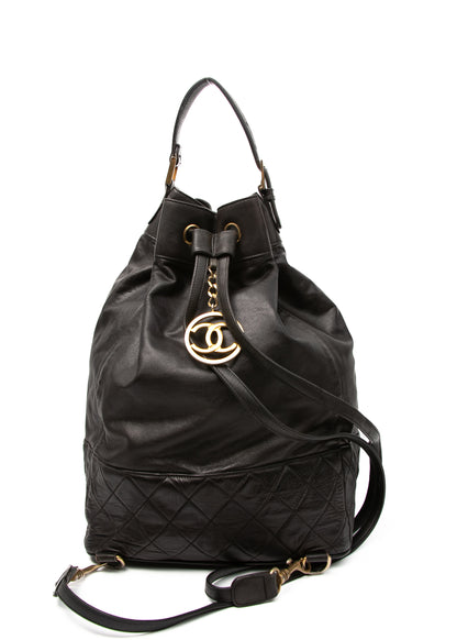 Chanel CC Leather Backpack w Pochette