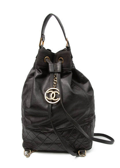 Chanel CC Leather Backpack w Pochette