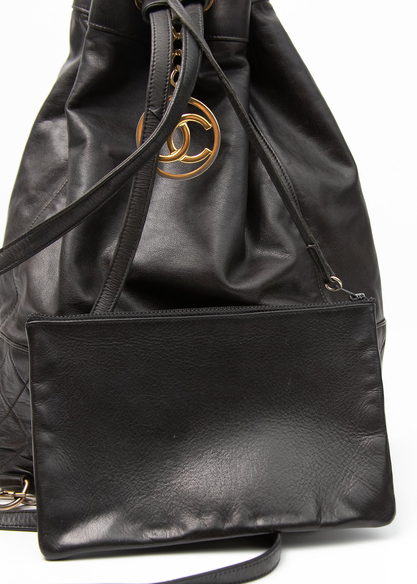 Chanel CC Leather Backpack w Pochette