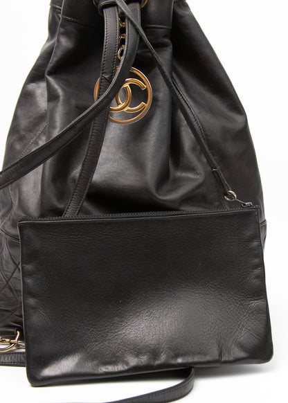 Chanel CC Leather Backpack w Pochette