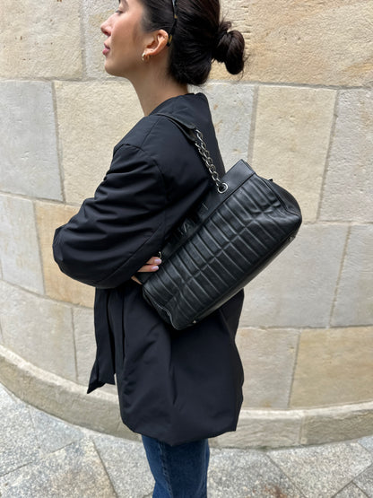 CHANEL Calfskin Vertical Lax Chocobar