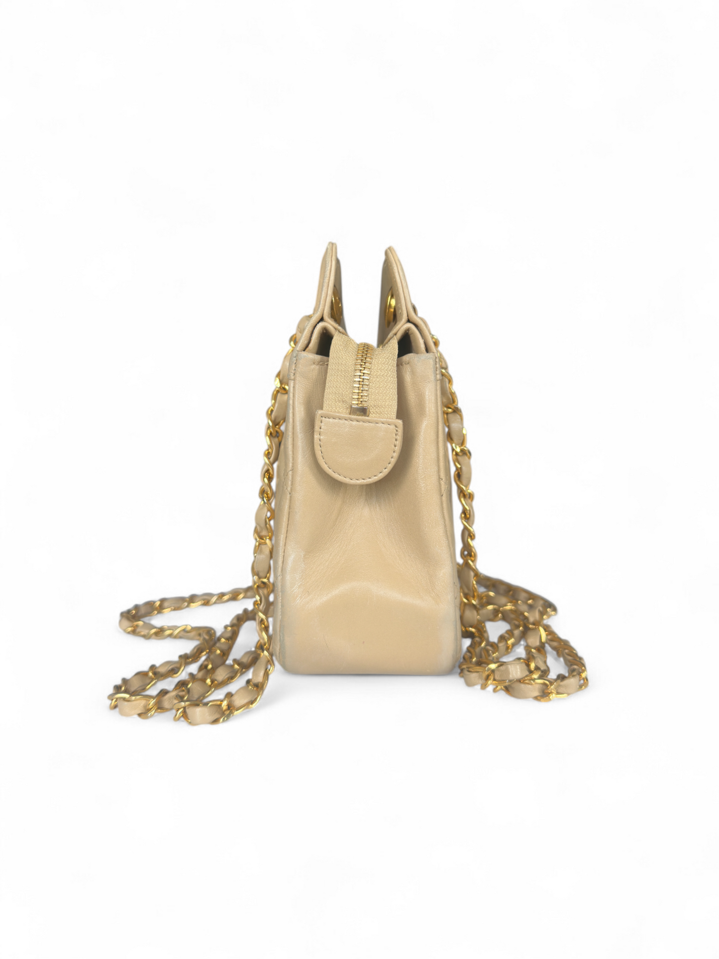 Chanel Beige Lambskin Quilted Bag
