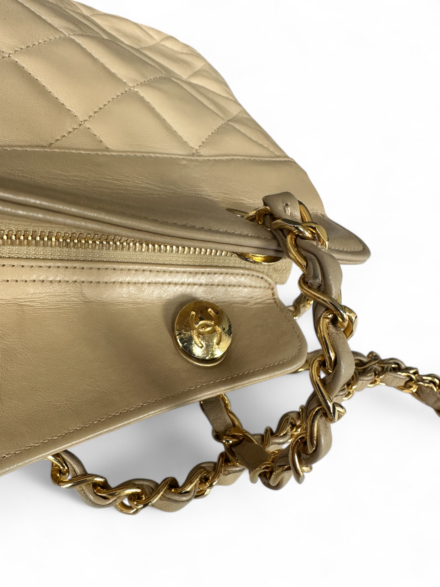 Chanel Beige Lambskin Quilted Bag