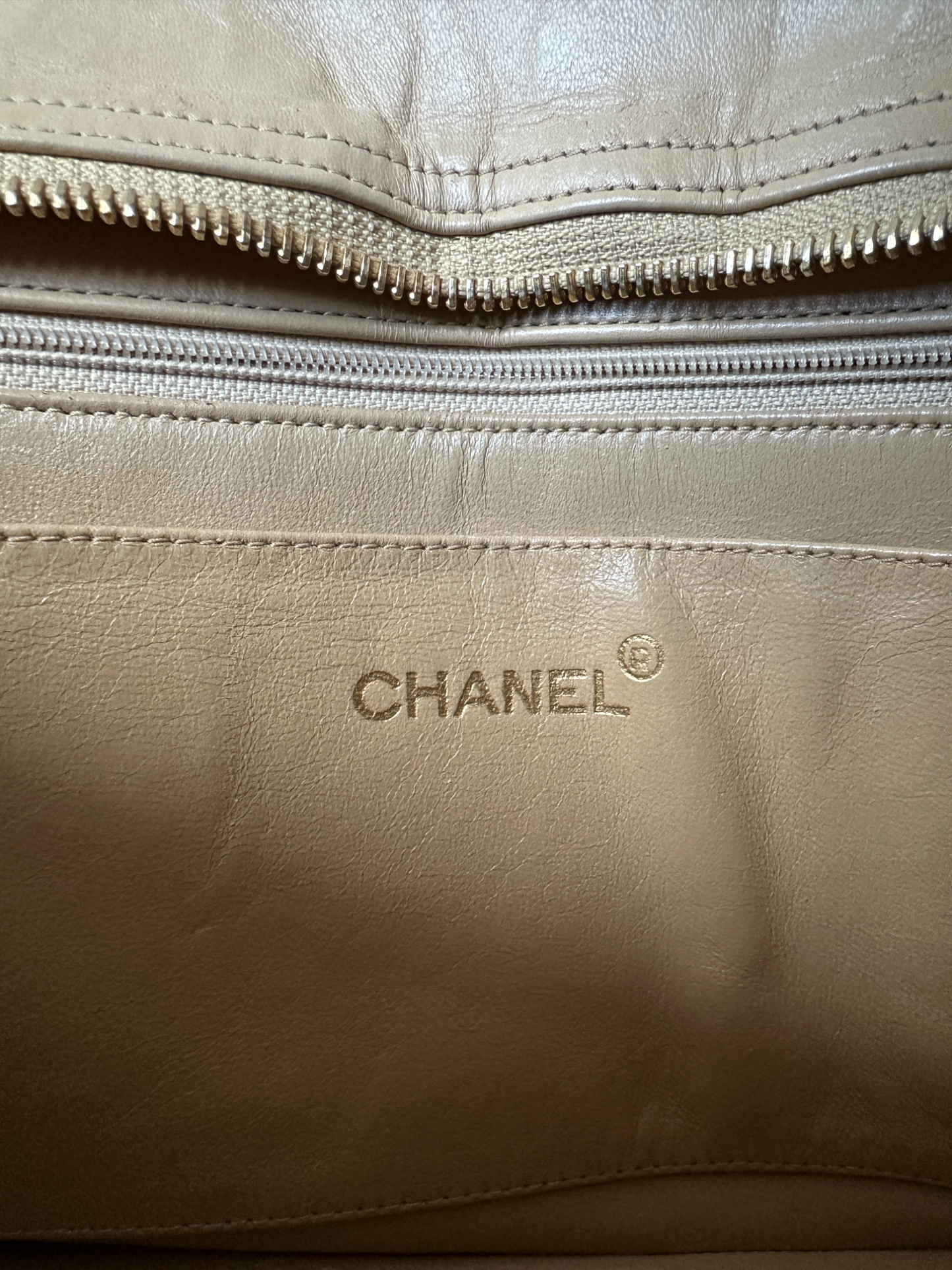 Chanel Beige Lambskin Quilted Bag