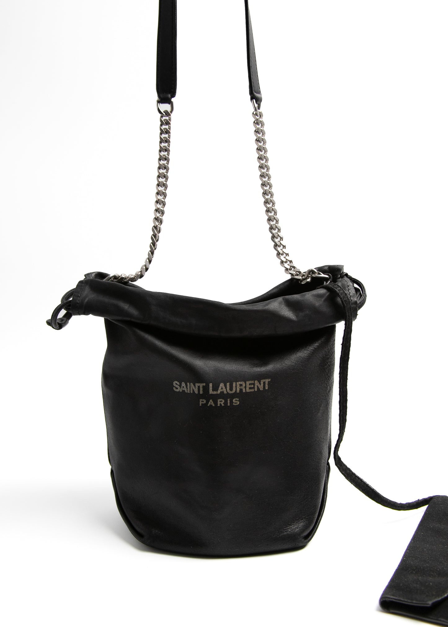 Saint Laurent Lambskin Teddy Drawstring Bag