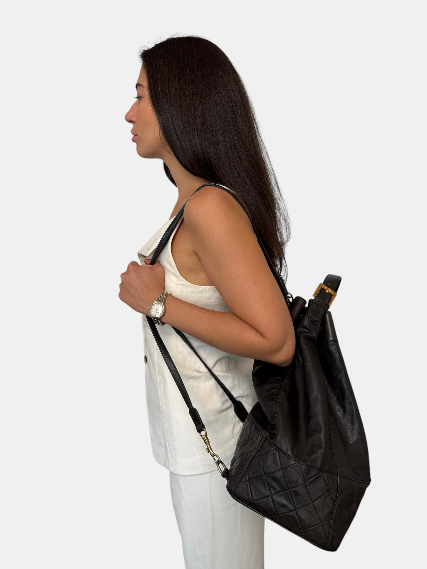 Chanel CC Leather Backpack w Pochette