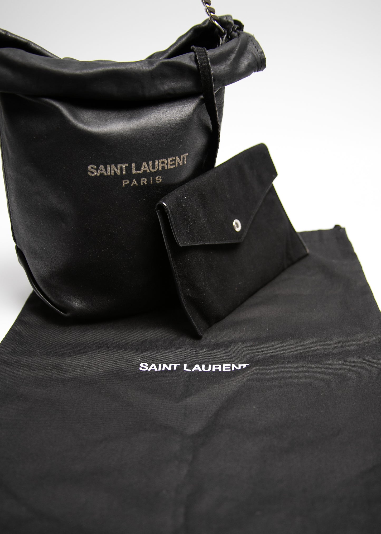 Saint Laurent Lambskin Teddy Drawstring Bag