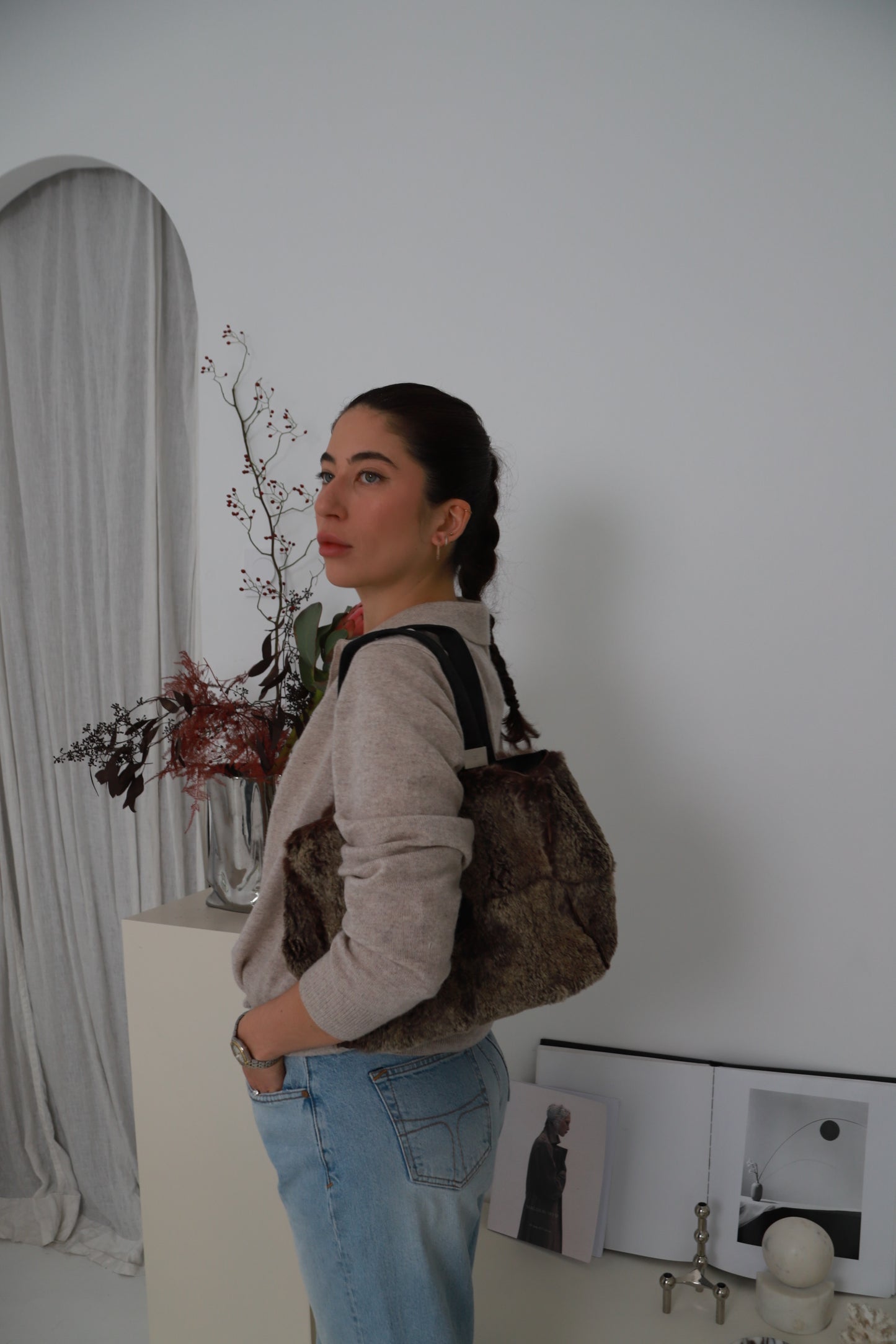 Chanel fur rabbit tote